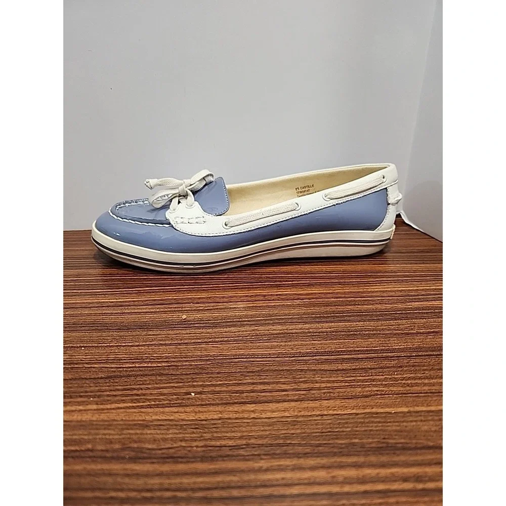 Tommy Bahama Womens 8 Castille Boat Shoes Slip On‎ Faux Leather Blue White